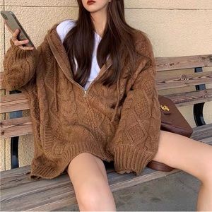 Brown color sweater with zipper brand new